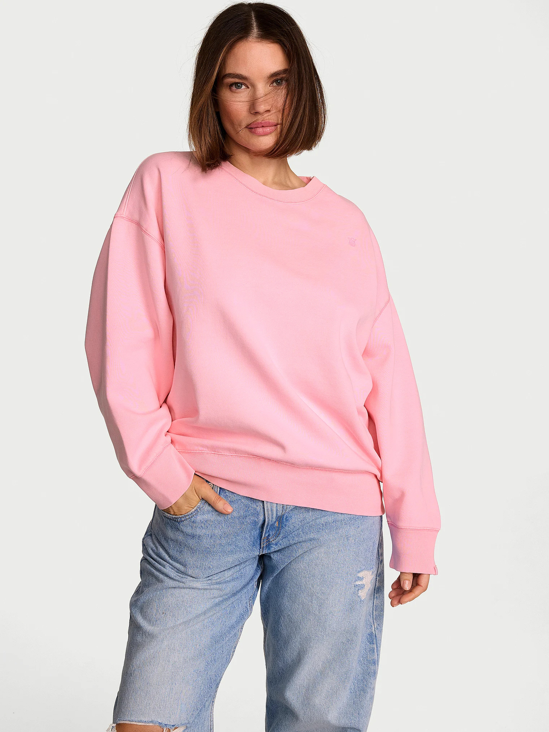 Свитшот Victoria's Secret Angel Essentials Effortless Fleece Crewneck, светло-розовый — фото 2