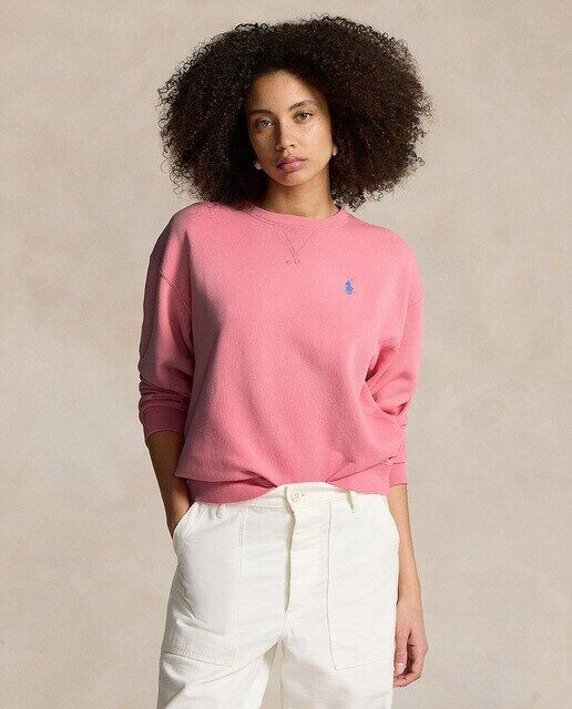 

Хлопковый женский свитер с длинным рукавом Polo Ralph Lauren, розовый