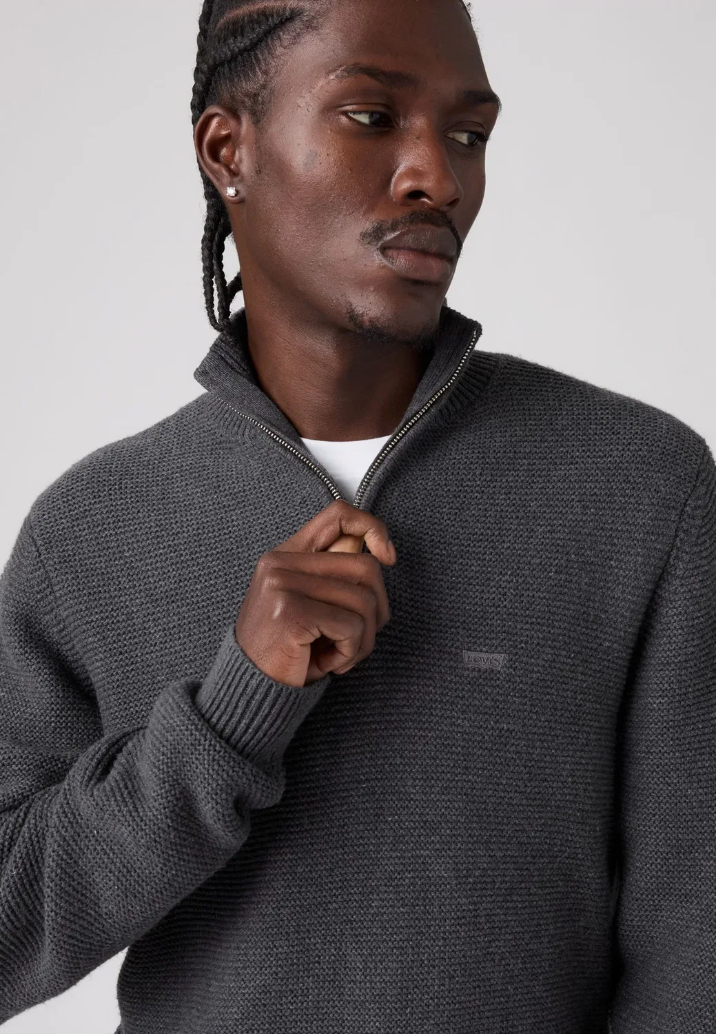 Свитер с застежкой-молнией на четверть длины Levi'S, Obscidian Heather Novelty Stitch — фото 4