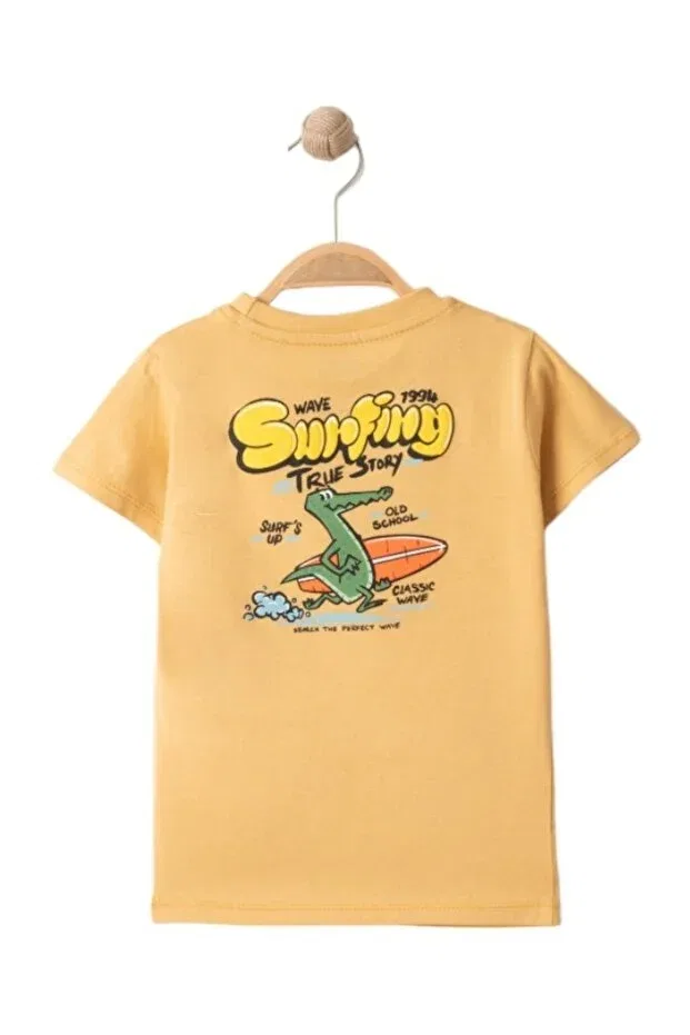 Детская футболка с принтом Front and rear surf printed t-shirt Babycandor, Mustard