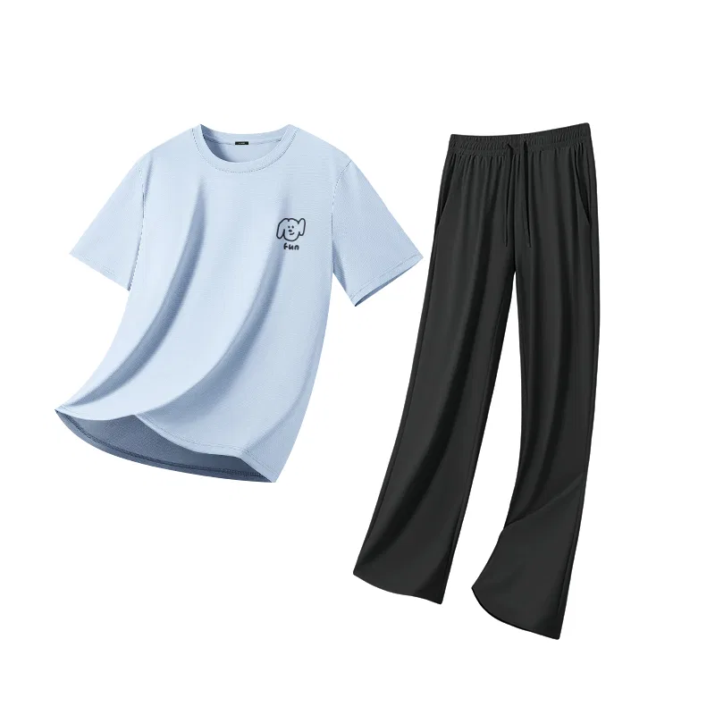 Детский комплект пижам [2 Pack] Glacier Blue (Ma Shu Dog Journal Chest Logo)+Black MINISO, Glacier Blue (Ma Shu Dog Journal Chest Logo)+Black