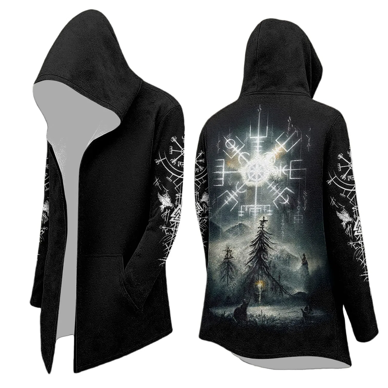 Мужское пальто с капюшоном и принтом Medievale, Nero #19