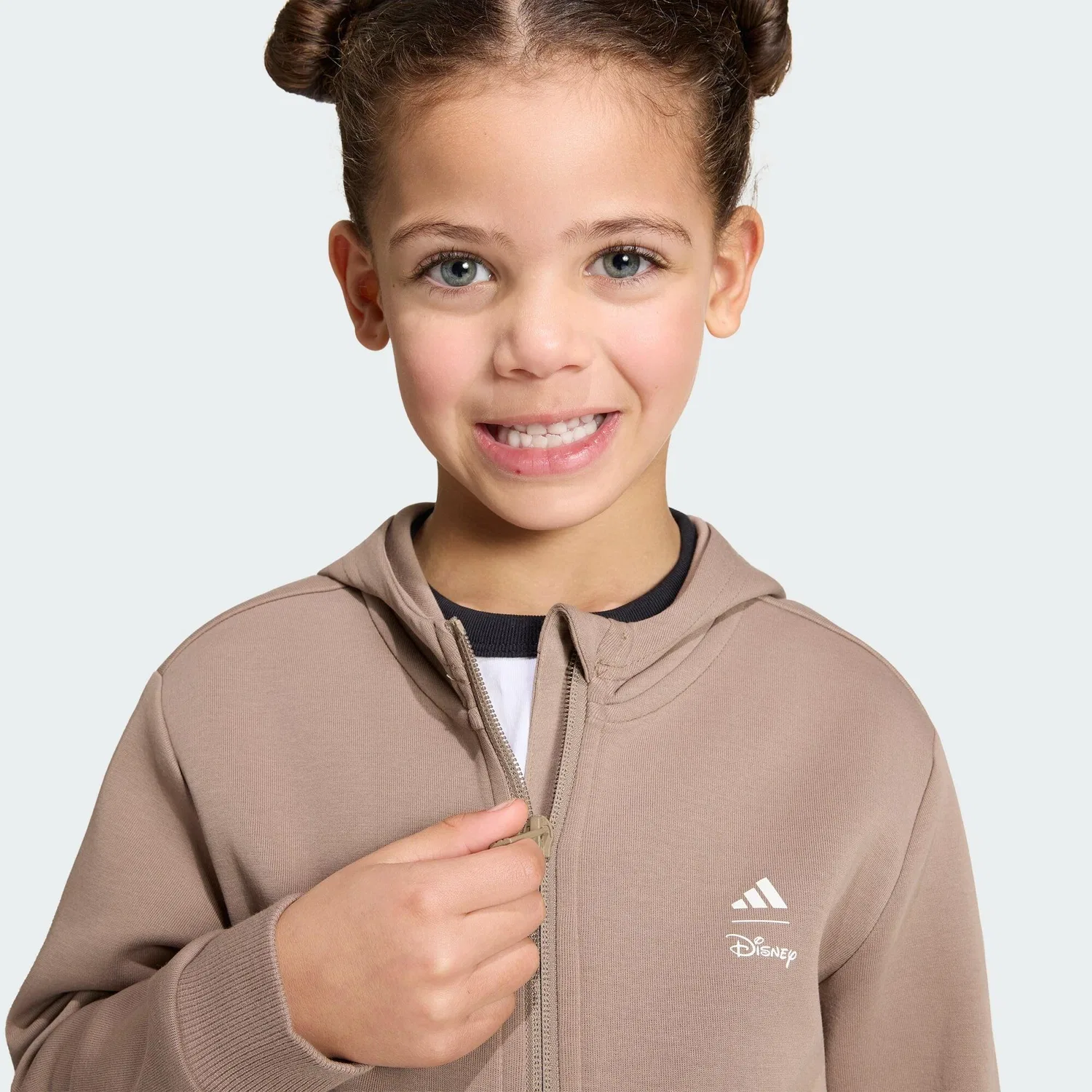Детская тренировочная куртка с капюшоном Micky Maus Adidas, Khaki Weiss — фото 4