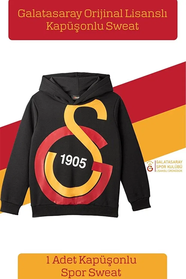 Детские свитшот для девочек с принтом Genuine licensed big logo kids sweat + nib pen set Galatasaray, Black-Red Pen Set — фото 2