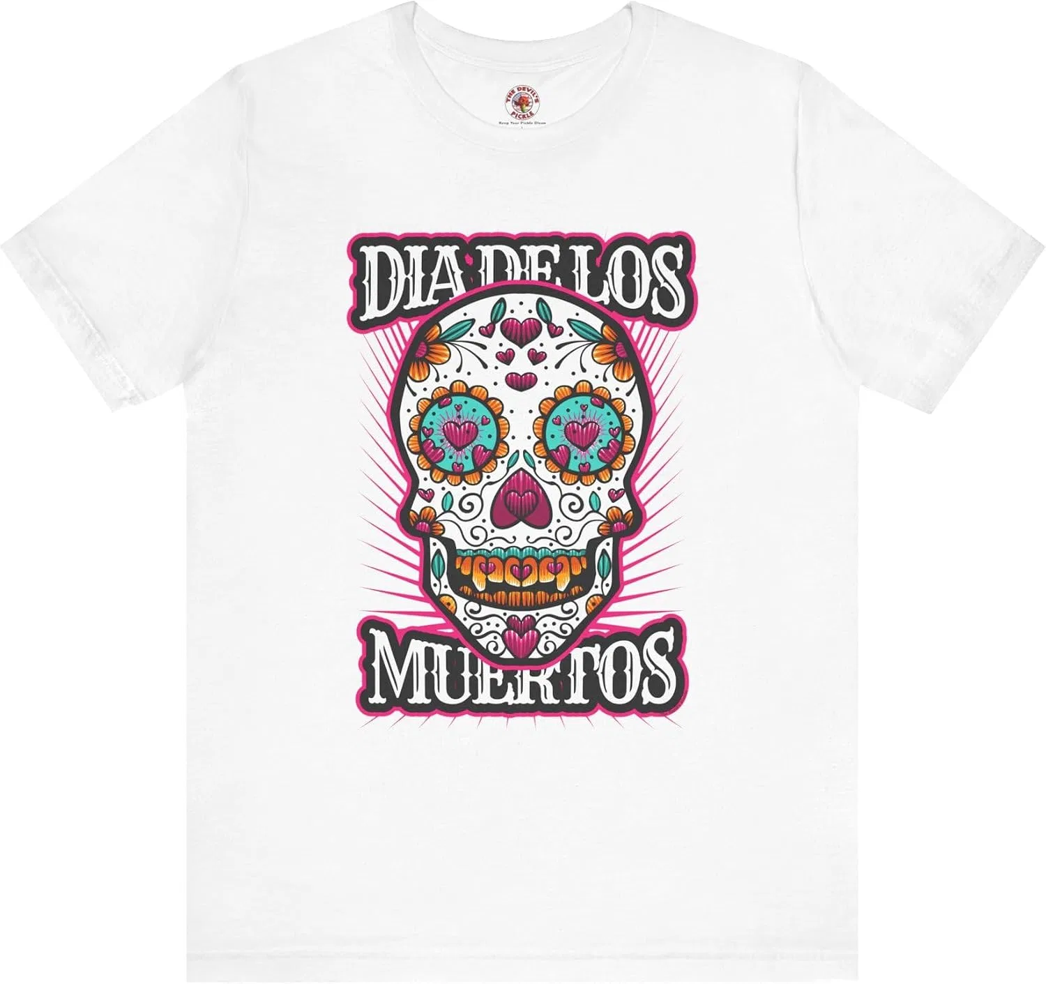 Футболка с черепом Dia De Los Muertos Bella+Canvas, White