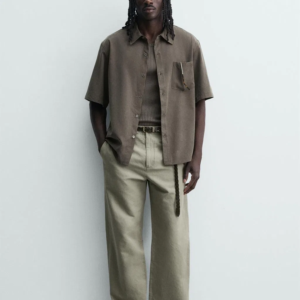 Мужская рубашка Mink Brown ZARA — фото 4