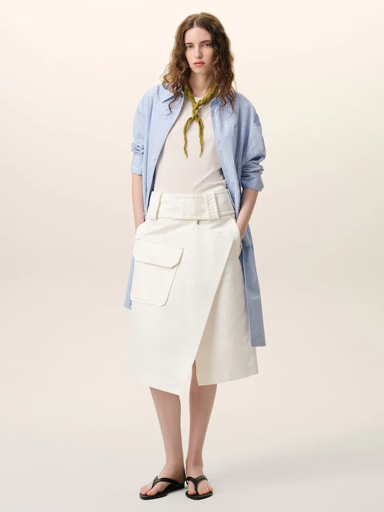 Юбка запашная с поясом, Blanc Creme AMI PARIS, White
