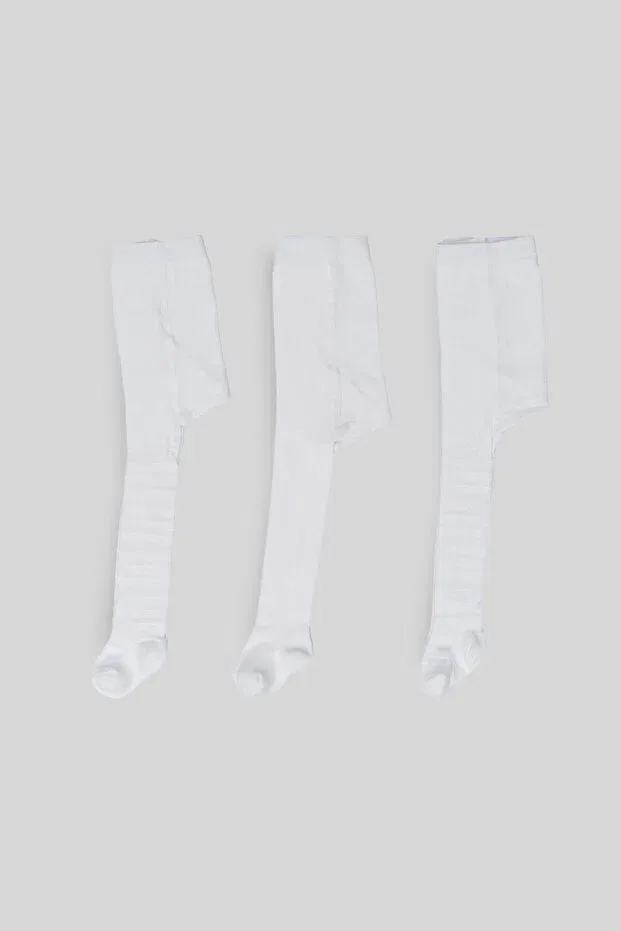 Детские колготки для девочек хлопковые 3 пары Defne Baby, White — фото 4