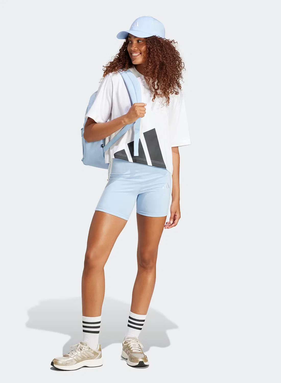 Футболка оверсайз с большим логотипом Adidas, белый — фото 4