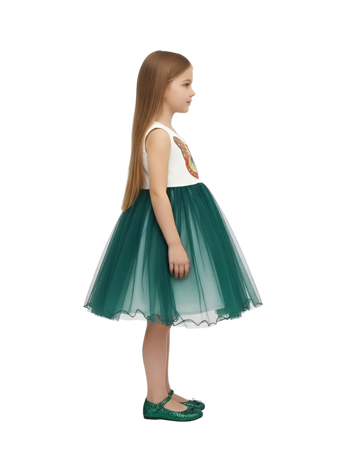 Платье с воланами Green flutter dress Bidani, изумрудный — фото 2