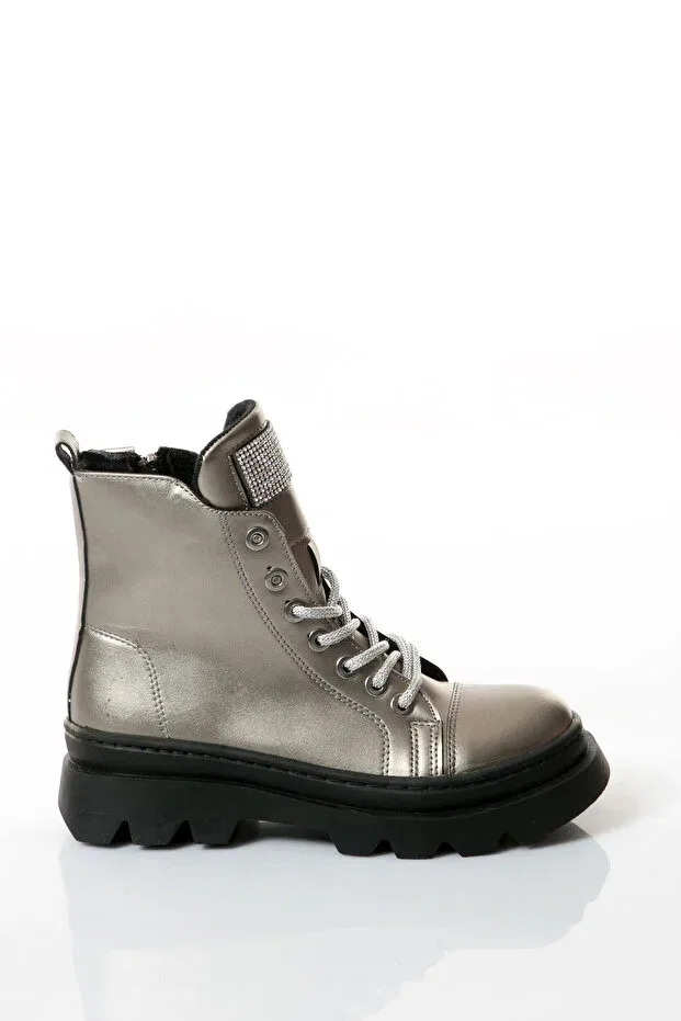 Детские ботинки для девочек на плоской подошве Shoes Time, Platin