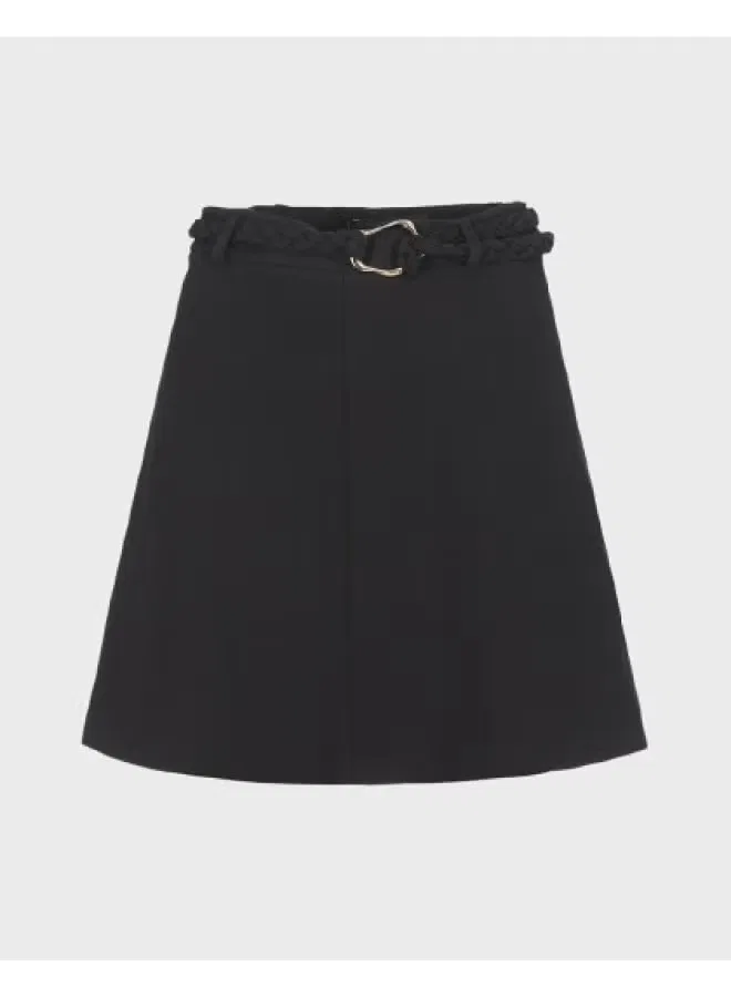 Юбка-трапеция деловая с завышенной талией Zara, черный