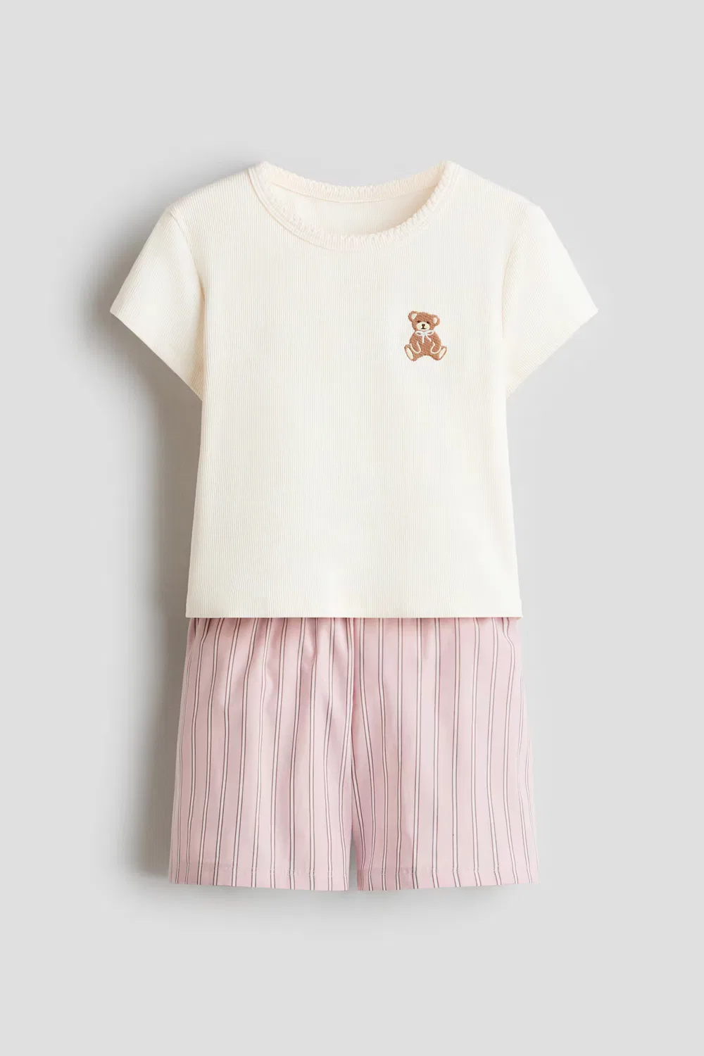 Хлопковая пижама H&M, Hellbeige/Teddybär