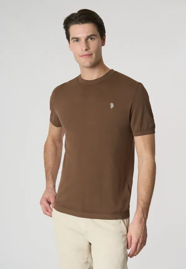 Футболка хлопковая Basic T-shirt U.S. Polo Assn., marrone, коричневый