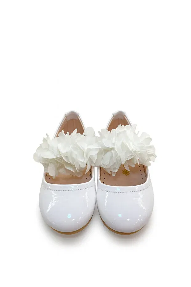 Детские балетки для девочек из эко-кожи Shiny Lace Patent Leather Orthopedic Ballerinas Eren Premium, White