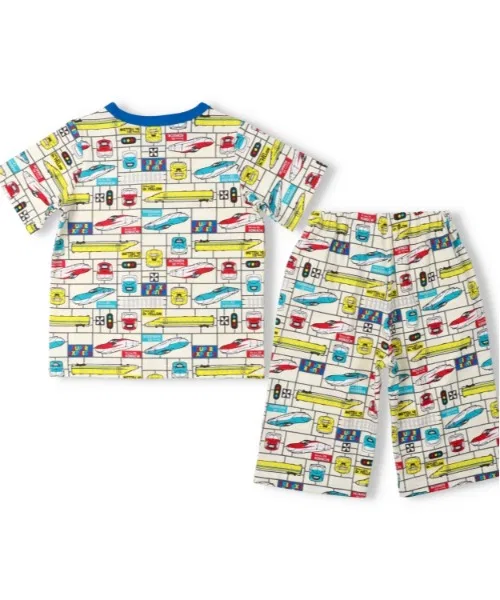 Детская пижама с коротким рукавом с принтом JR Shinkansen Kids Foret, Sax Blue — фото 3