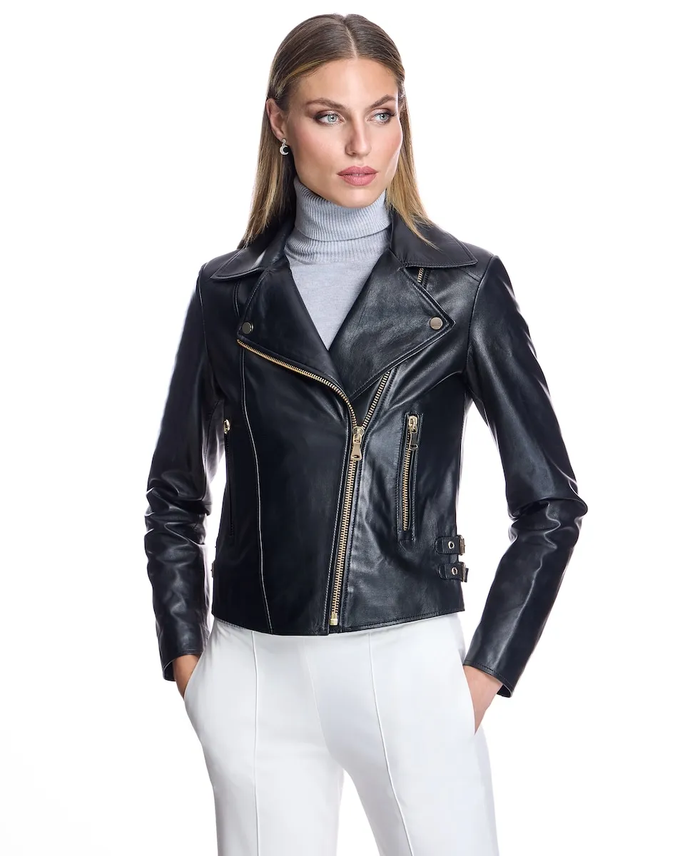 

Женская кожаная куртка на молнии Maximilian, черный