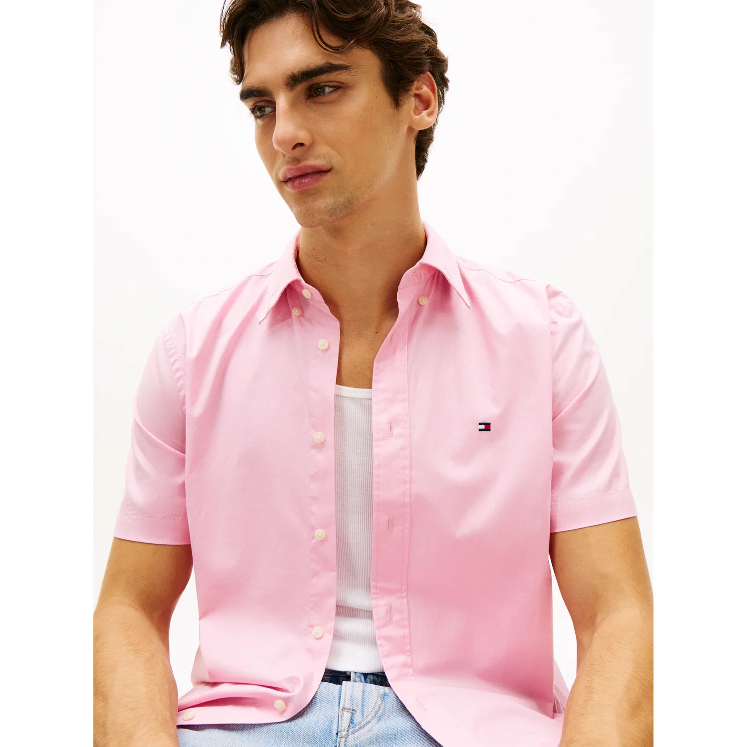 Мужская повседневная рубашка с коротким рукавом Tommy Hilfiger, Classic Pink — фото 2
