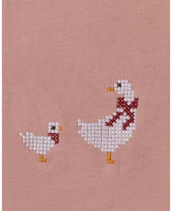 Детский ромпер для девочек с вышивкой Cross Stitch Duckling Collection Ely'S & Co., розовый — фото 4
