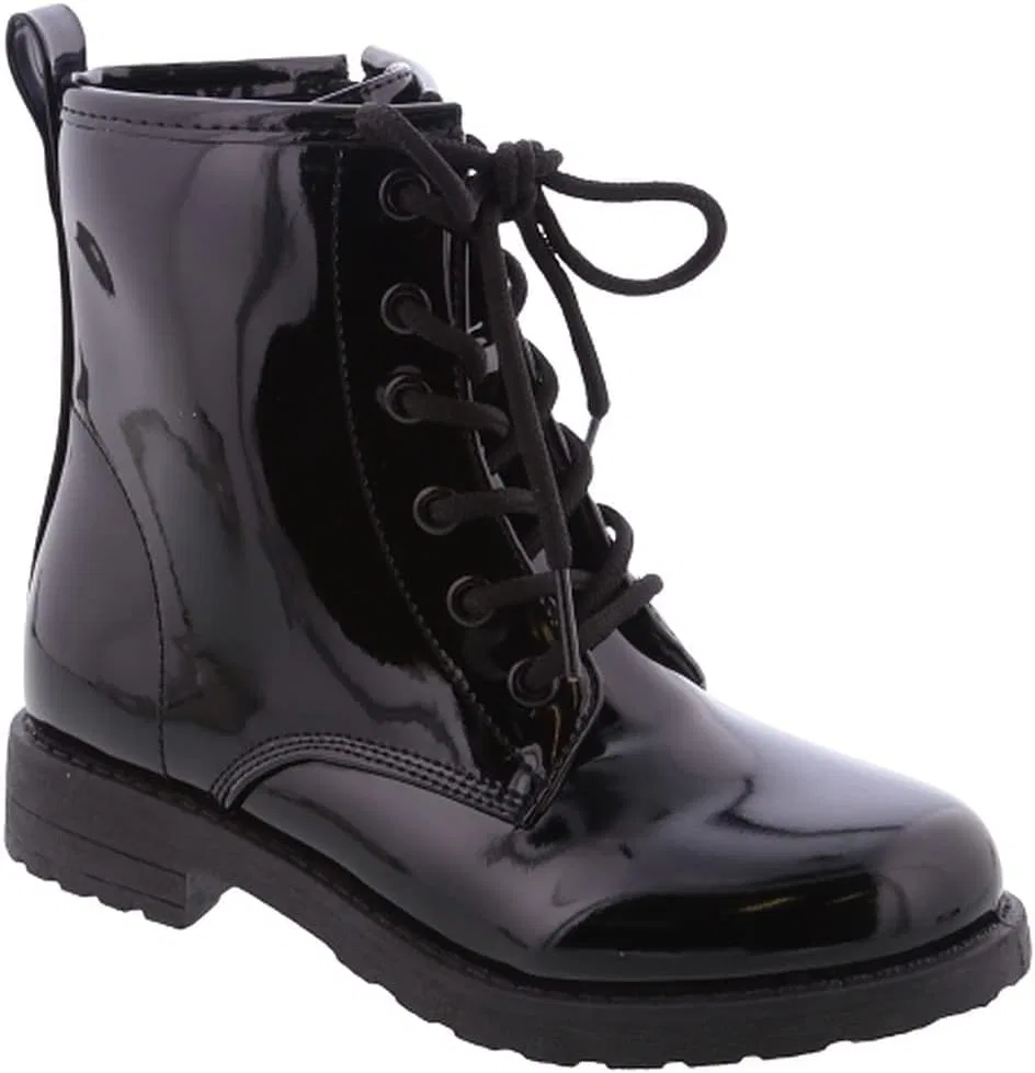 Детские ботинки для девочек на шнуровке с молнией TOP Moda, Black Patent