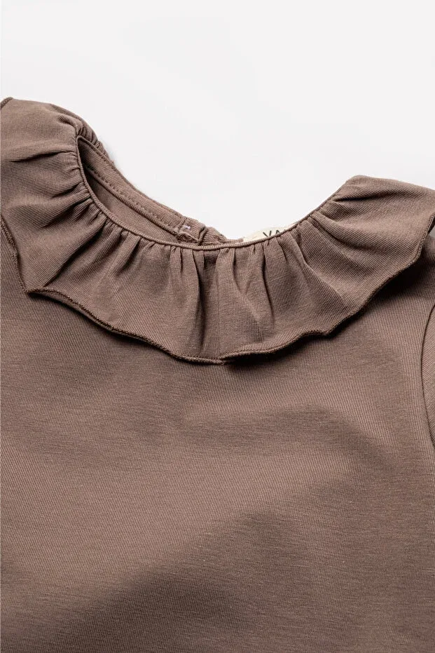 Детская футболка для девочек хлопковая Basic Vauva, Brown — фото 2