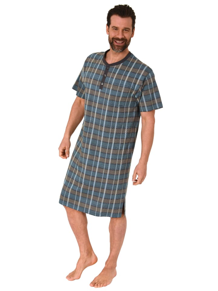 

Ночная рубашка с короткими рукавами и застежкой на пуговицы на шее - 72273, цвет синий NORMANN