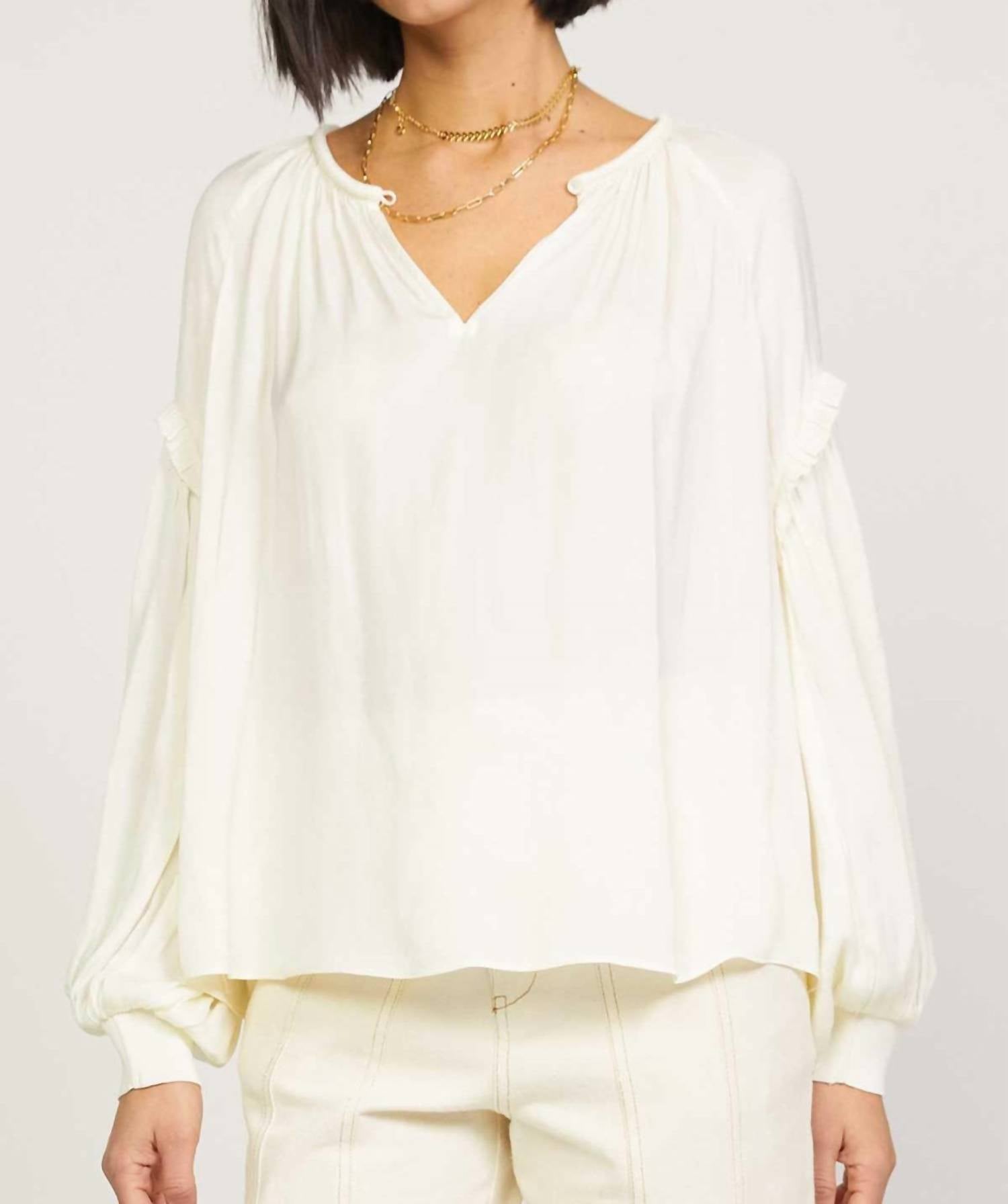 

Блузка с длинным рукавом и разрезом в цвете айвори Current air, слоновая кость