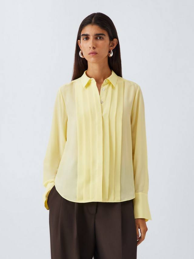 

Складчатая шелковая блузка John Lewis, Light Yellow