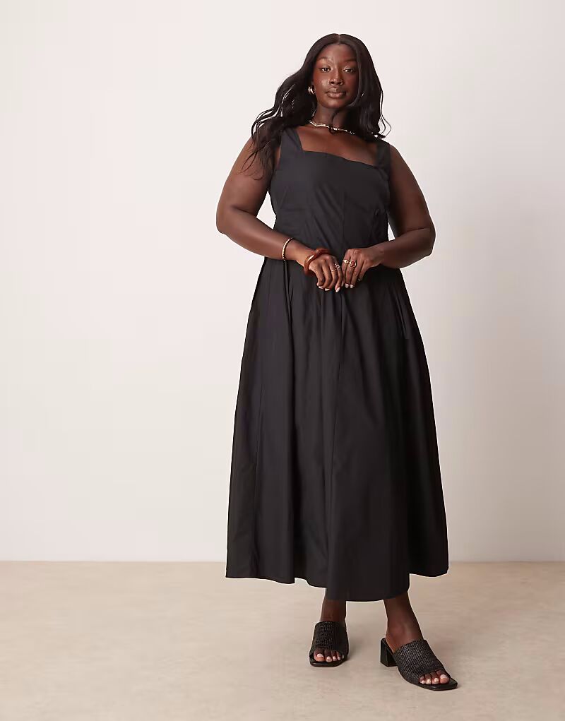 

Платье макси ASOS DESIGN Curve с круглым вырезом и складками на талии черного цвета ASOS Curve