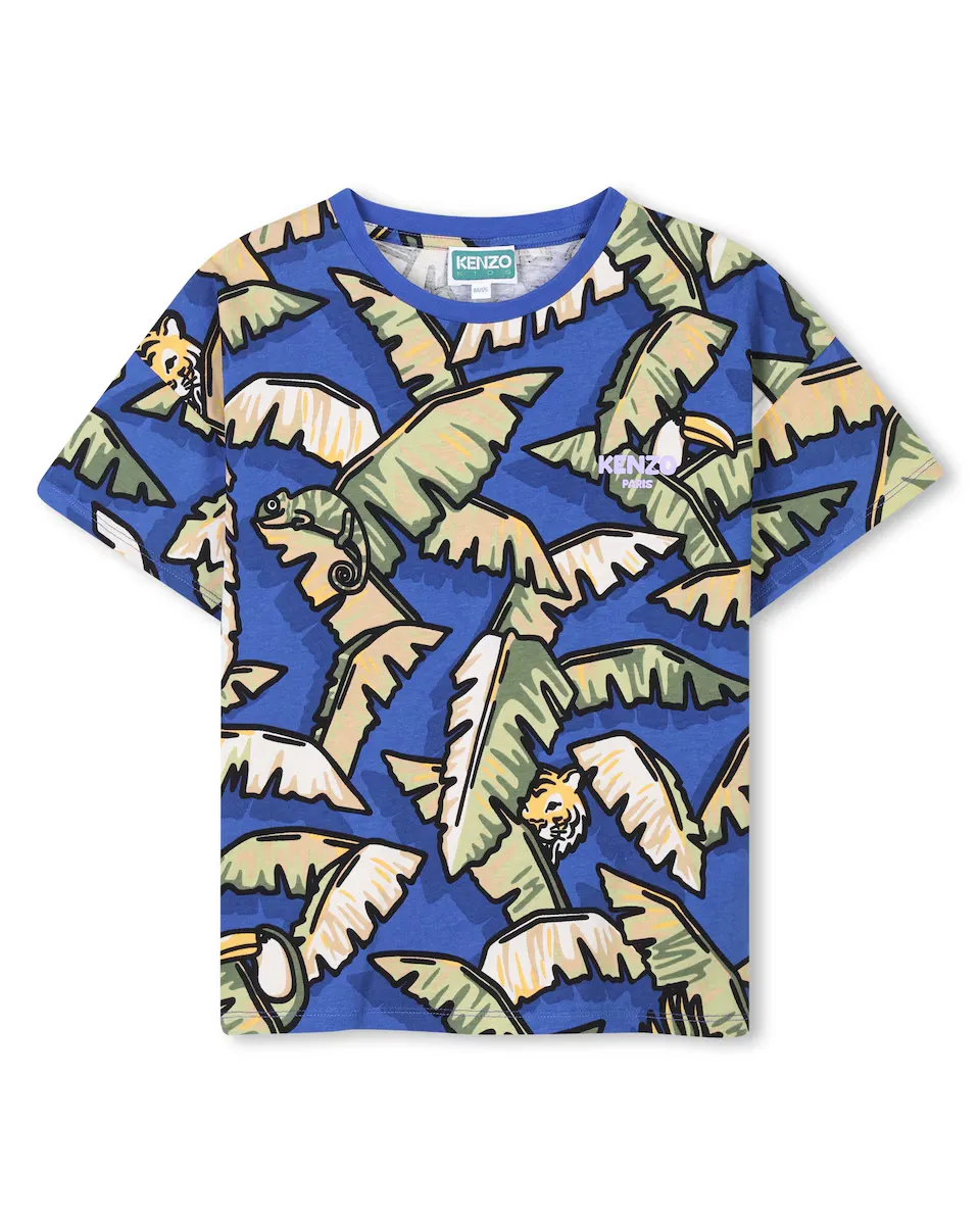 

Футболка для мальчика из хлопка синего цвета Kenzo Kids, индиго