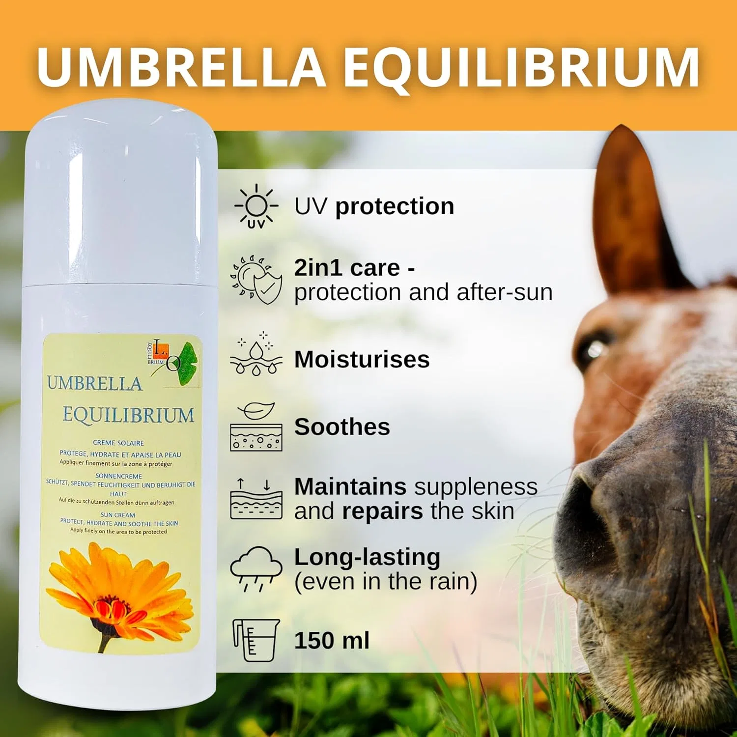 Солнцезащитный крем для лошадей Umbrella Equilibrium 2-в-1 L.O. Equilibrium — фото 4