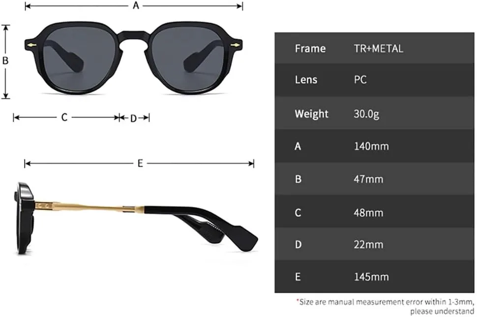 

Солнцезащитные очки в маленькой оправе в стиле ретро для женщин, зеленые и коричневые, круглые, для мужчин, защита от УФ-излучения UV400 VFDHN, Black With Gray