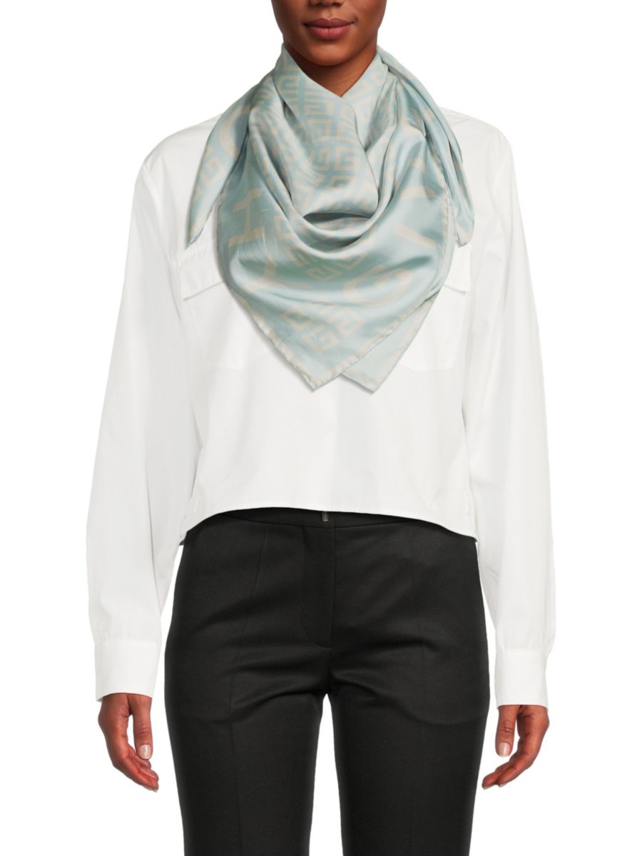

Шелковый шарф с логотипом Givenchy, цвет Grey Blue