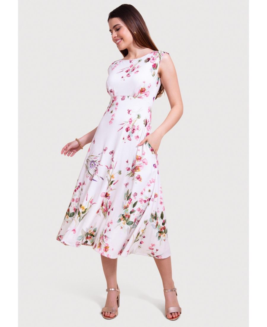 

Женское платье-миди Luna с вырезом-лодочкой и без рукавов Alie Street London, Petal pink floral