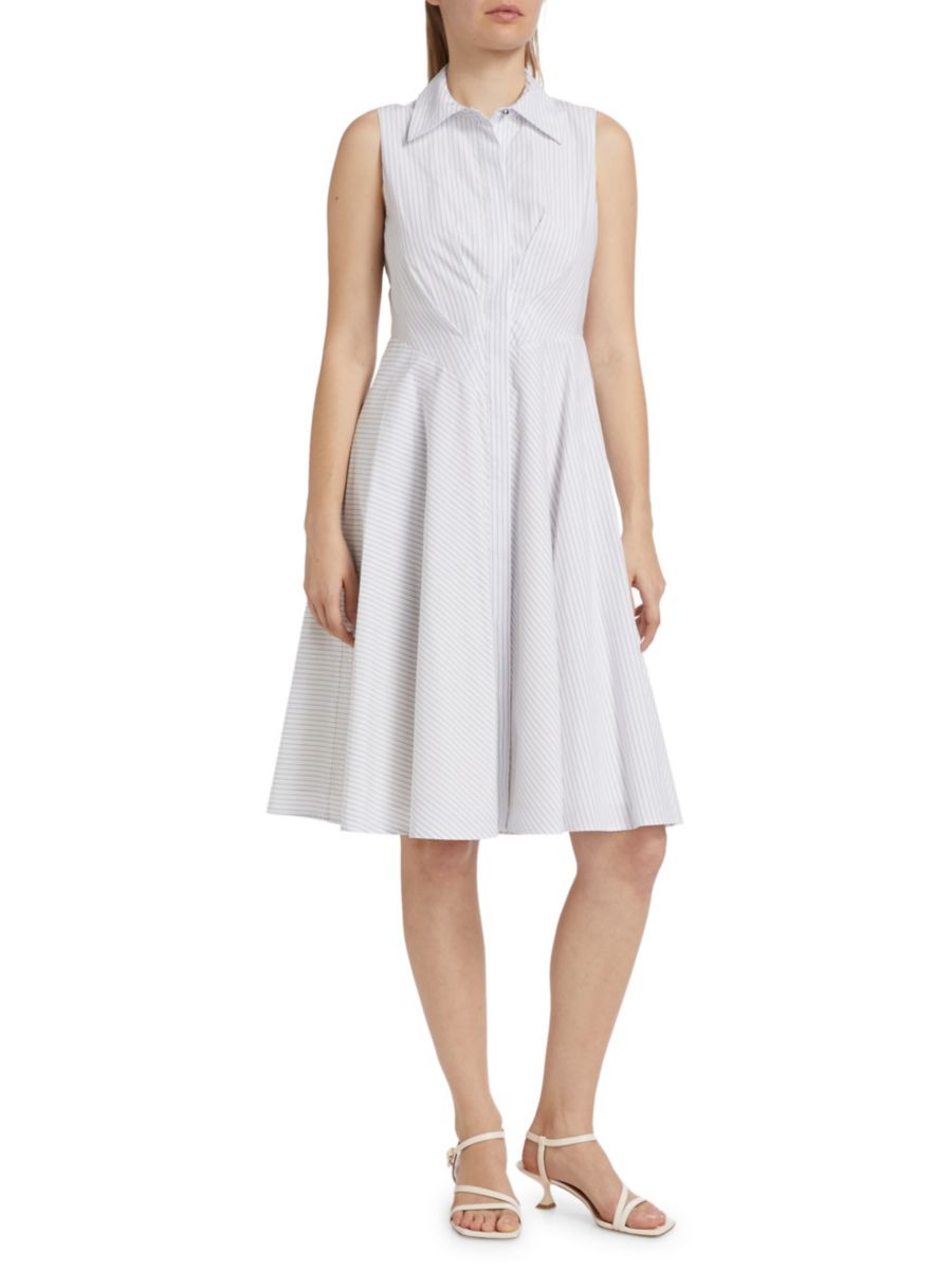 

Платье-рубашка миди без рукавов Reena Derek Lam 10 Crosby, цвет White Navy