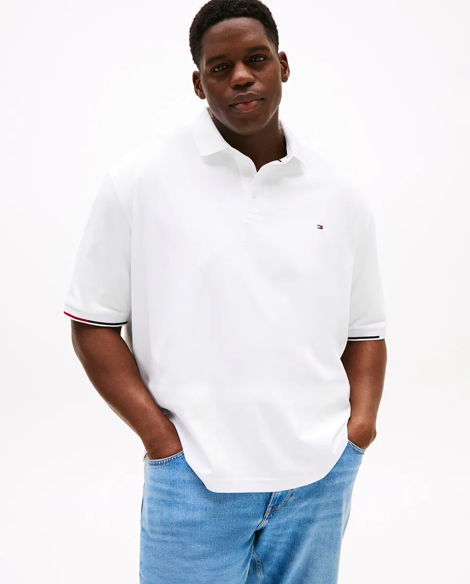 

Мужское поло с коротким рукавом с корпоративными деталями на рукаве, большие размеры Tommy Hilfiger, белый