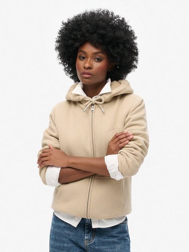 

Борг худи с молнией и подкладкой Superdry, Cobblestone Grey