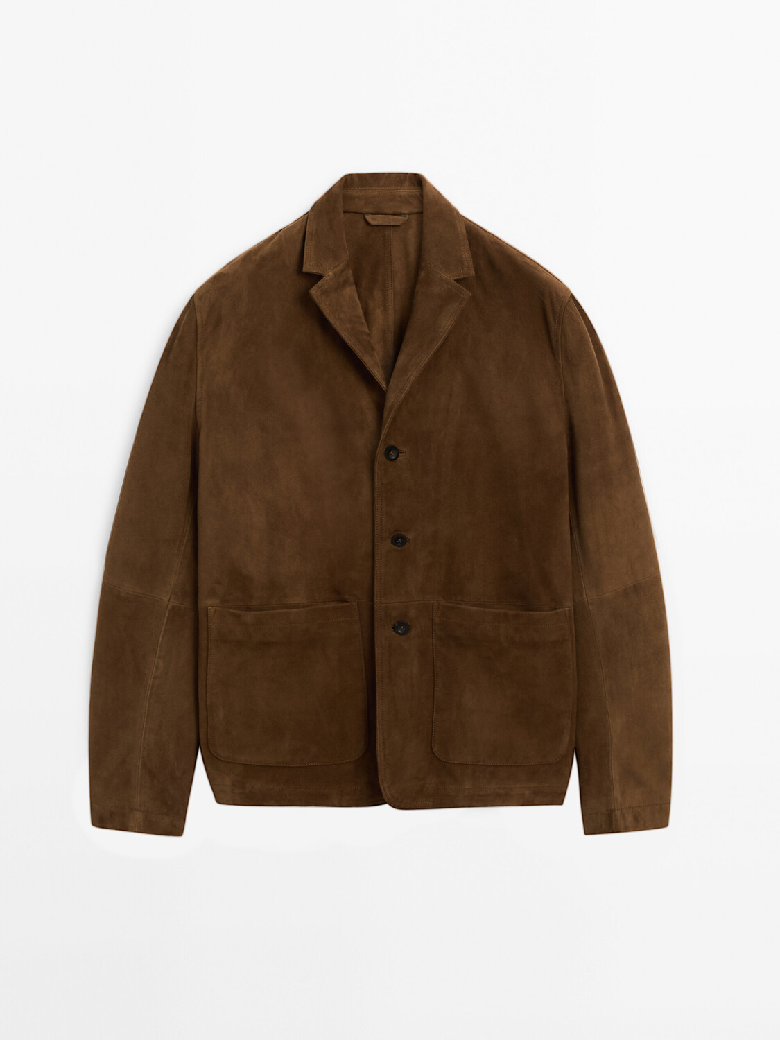 

Куртка из замши с накладными карманами Massimo Dutti, коричневый
