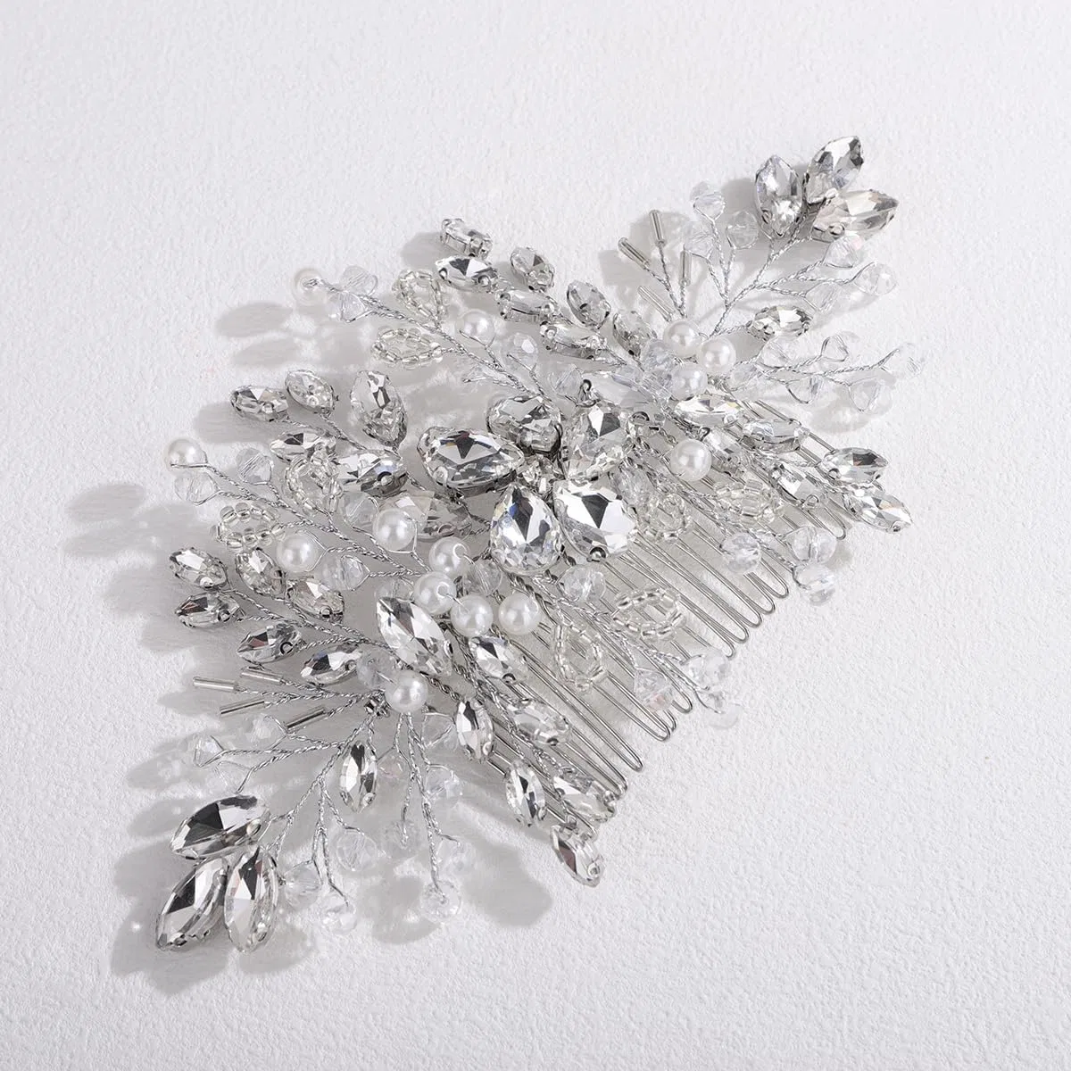 Гребень для волос Xerling Royal Blue Sapphire Vintage Crystal Flower Side Comb — фото 4