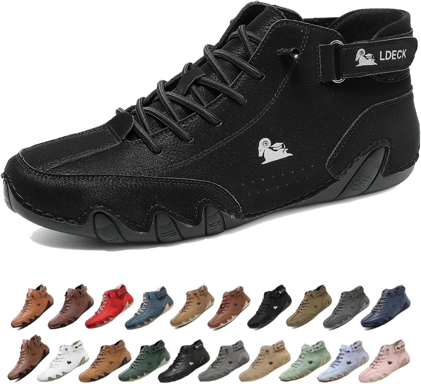 

Мужские водонепроницаемые дышащие высокие ботинки-чукка ручной работы, нескользящие, для походов, вождения, кемпинга, легкие босоножки на все сезоны Generic, черный