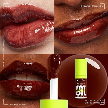 NYX Профессиональный макияж Fat Oil Lip Drip Увлажняющий веганский тонированный блеск для губ - Обновление статуса Rich Chocolate — фото 3