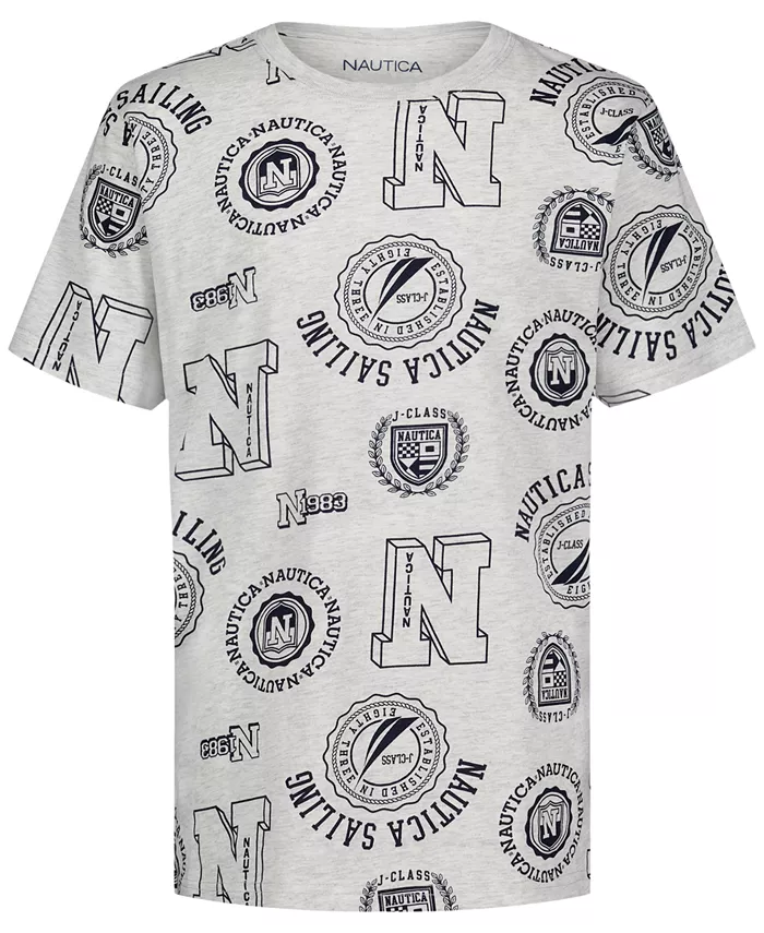 

Футболка с коротким рукавом Big Boys с комбинированным принтом Nautica, серый