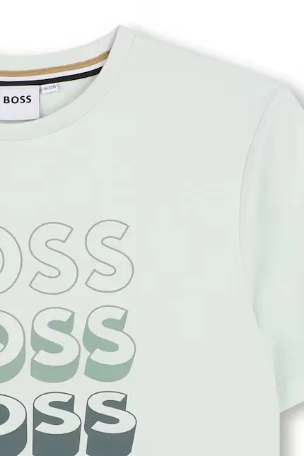 Футболка хлопковая с принтом BOSS, бирюзовый — фото 3