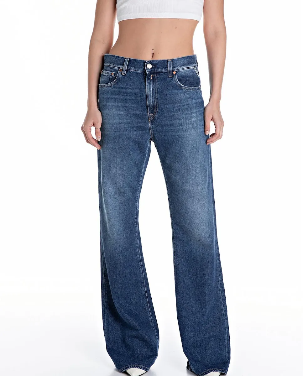 

Женский ковбой с широкими штанами и карманами Replay, синий