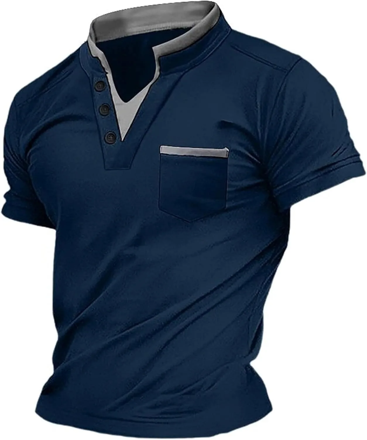 

Мужская футболка Henley с коротким рукавом и пуговицами