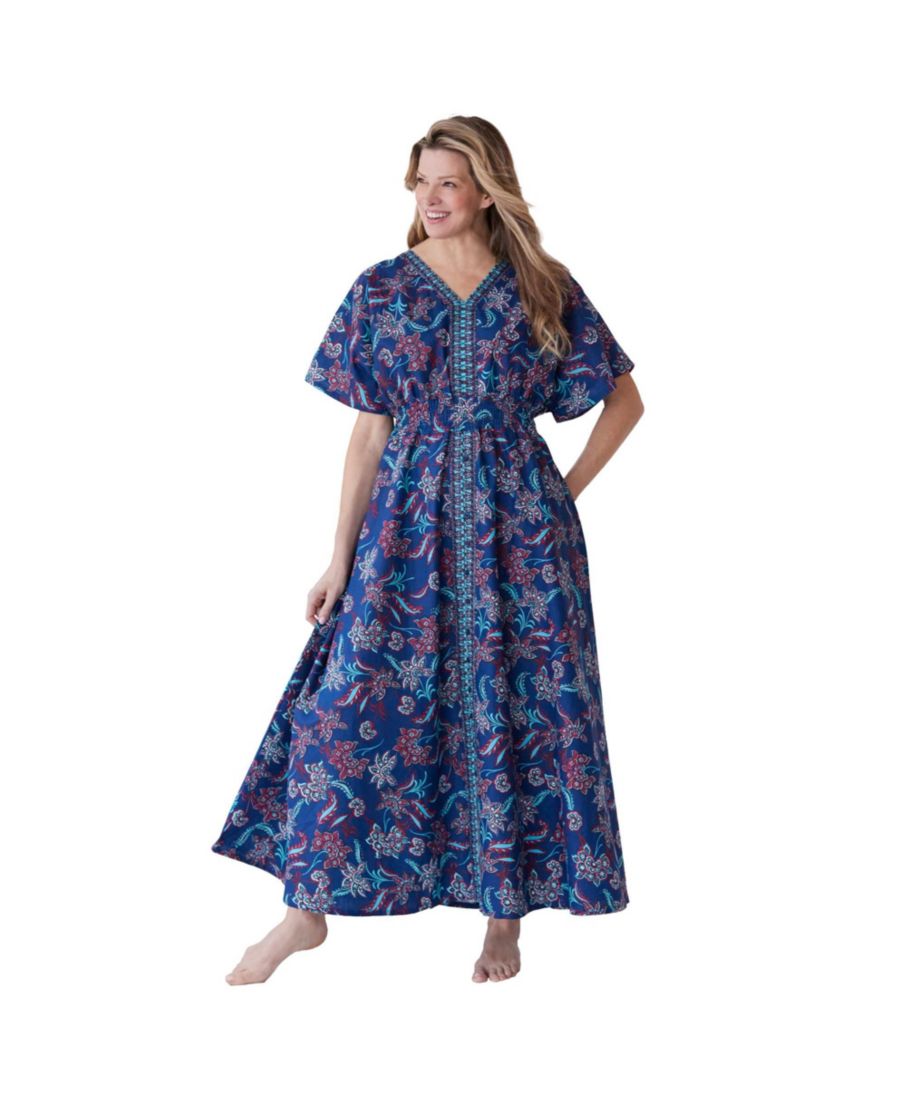

Женский кимоно-домашний халат больших размеров Dreams & Co, Evening blue paisley floral