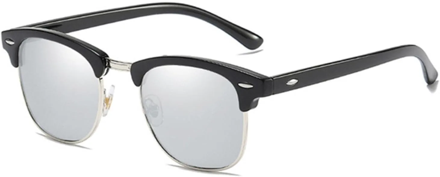 

Классические поляризованные солнцезащитные очки в полуободковой оправе для мужчин и женщин, ретро, ​​черные, с антибликовым покрытием SZVVBKK, Black Silver