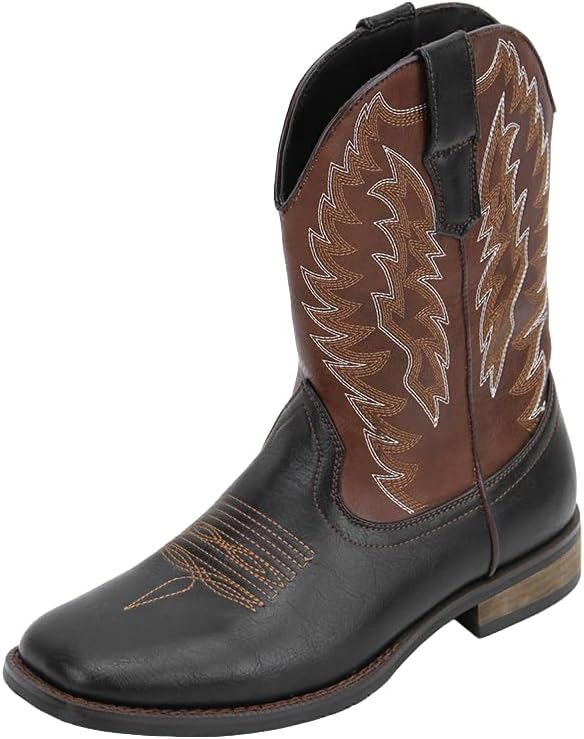 

Мужские вестерн-ботинки Santimon с квадратным носком, на застежке-пулл, классические, формальные, для повседневной носки и верховой езды, черный