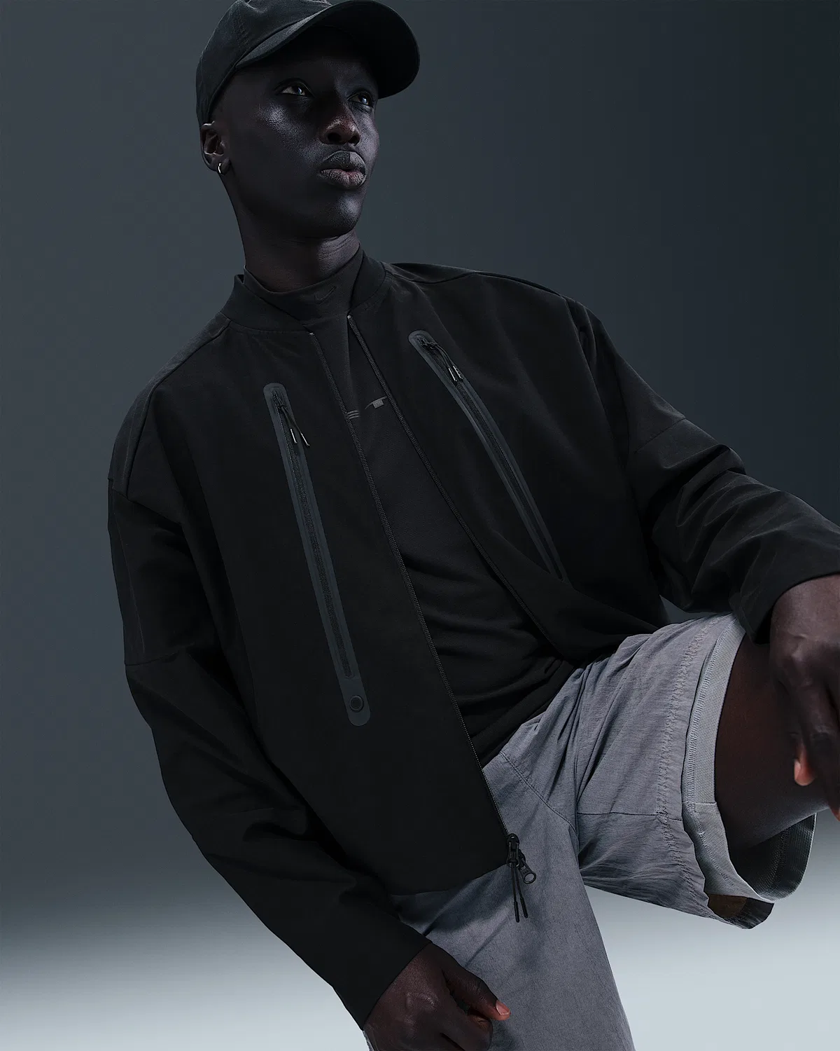 Мужская куртка-бомбер Nike Tech Dri-FIT Shori, Black/Black — фото 3