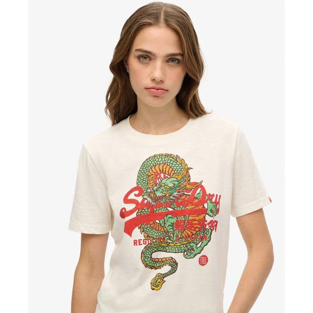 Футболка с коротким рукавом Superdry Vl Tokyo Relaxed, бежевый — фото 3